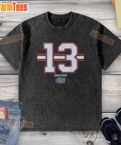 Good Florida Gators football Jadan Baugh number 13 stripe washed t-shirt in vibrant blue and orange.