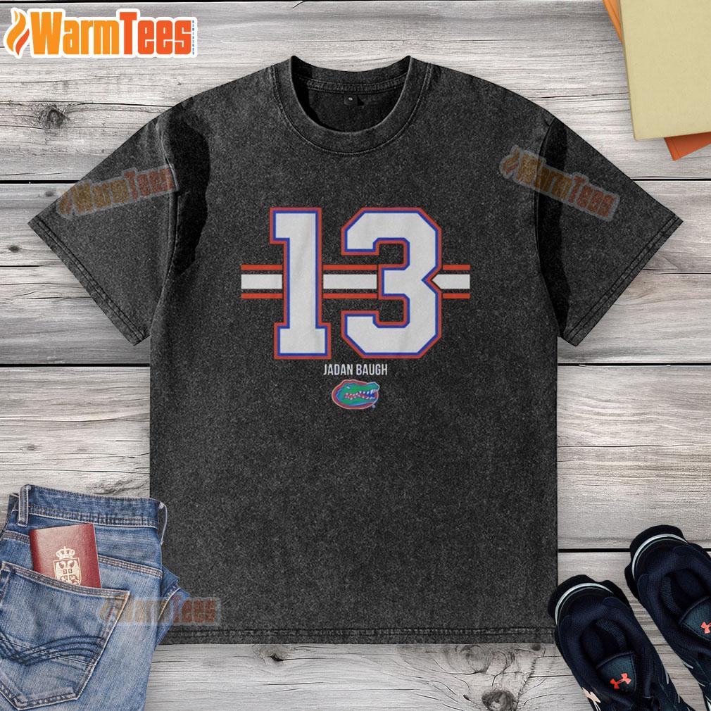 Good Florida Gators Football Jadan Baugh Number 13 Stripe Washed T Shirt Good Florida Gators football Jadan Baugh number 13 stripe washed t-shirt in vibrant blue and orange.