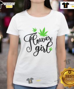 Good Flower Girl Cannabis Leaf Ladies Tee featuring a stylish design for cannabis enthusiasts and fashion lovers.