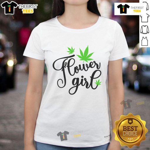 Good Flower Girl Cannabis Leaf Ladies Tee featuring a stylish design for cannabis enthusiasts and fashion lovers.