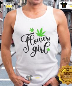 Good Flower Girl cannabis leaf tank top featuring a vibrant design perfect for cannabis enthusiasts and summer wear.