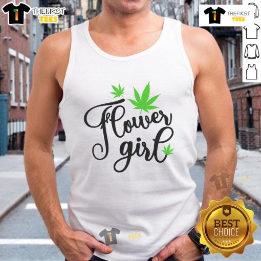 Good Flower Girl cannabis leaf tank top featuring a vibrant design perfect for cannabis enthusiasts and summer wear.