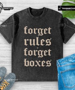 Alt Text: Good Forget Rules Forget Boxes washed t-shirt featuring a trendy design in soft fabric, perfect for casual wear.