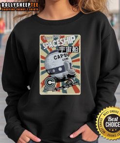 Alt Text: Retro spaceship graphic on 'Good Future Design' sweatshirt, embodying futuristic style and adventure in fashion.