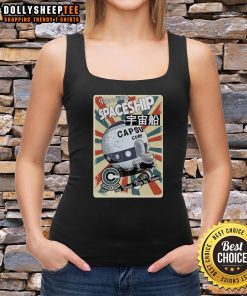 Retro spaceship design on a tank top, showcasing 'Fly Beyond' for a stylish, futuristic look. Perfect for the space enthusiast.