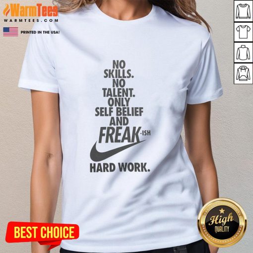 Alt Text: Giannis Antetokounmpo wearing a No Skills, No Talent, Only Self-Belief ladies tee, showcasing hard work and determination.
