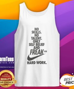 Alt Text: Giannis Antetokounmpo wearing No Skills No Talent Only Self-Belief tank top, showcasing hard work and determination.