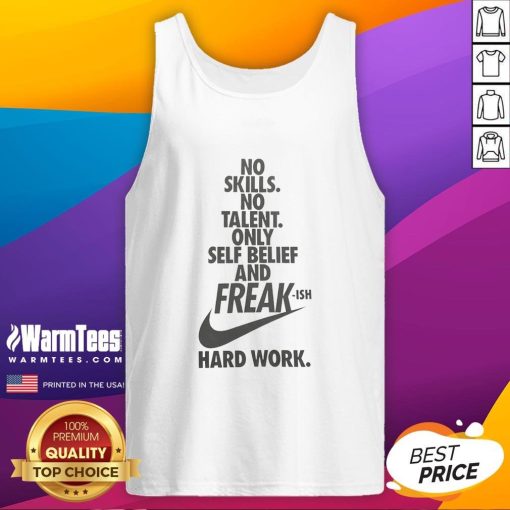Alt Text: Giannis Antetokounmpo wearing No Skills No Talent Only Self-Belief tank top, showcasing hard work and determination.