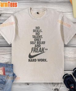 Giannis Antetokounmpo wearing a 'No Skills, No Talent, Only Self-Belief and Freakish Hard Work' t-shirt.