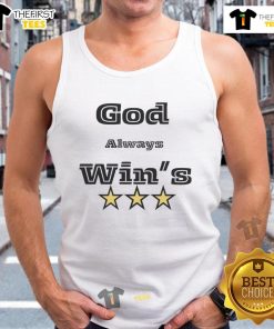 Good God Always Win 3-Star Tank Top featuring a bold graphic design, perfect for casual wear and expressing positivity.