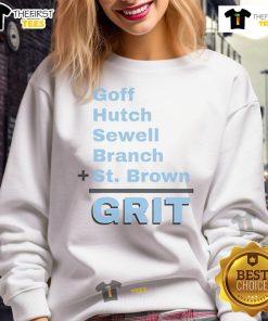 Good Goff Hutch Sewell Branch St Brown sweatshirt in team colors, perfect for fans of Detroit Lions apparel.