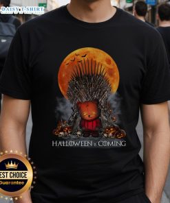 Game of Thrones parody t-shirt featuring Iron Throne, pumpkin, skull, and bear for a fun Halloween look.