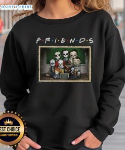 Good Horror Friends sweatshirt featuring a mashup of iconic scary movie characters in a playful parody design.