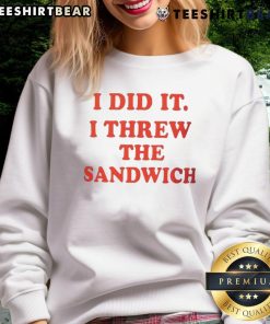 Casual sweatshirt with 'Good I Did It I Threw The Sandwich' print, perfect for fun and quirky streetwear style.