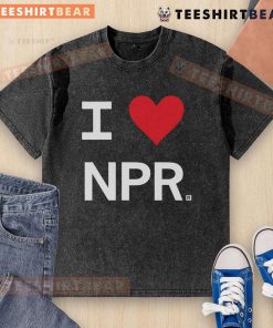 Good I Heart NPR washed t-shirt featuring a vintage design, perfect for NPR fans and casual wear enthusiasts.
