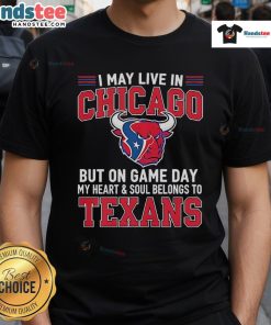Alt Text: Houston Texans T-shirt showing pride for the team, perfect for Chicago fans on game day.