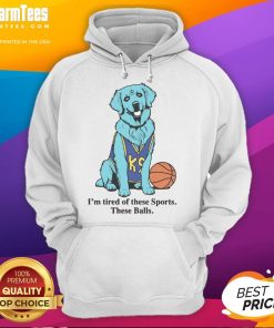 Person wearing 'Good I'm Tired of These Sports' basketball hoodie, showcasing a trendy casual style for sports enthusiasts.