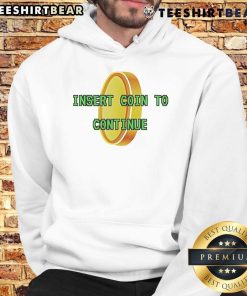 Alt Text: Good Insert Coin To Continue Gold Pixel Hoodie featuring retro gaming design and vibrant gold pixel art.