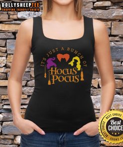 Stylish 'Good It's Just A Bunch Of Hocus Pocus' tank top, perfect for Halloween and casual wear, showcasing fun spooky vibes.