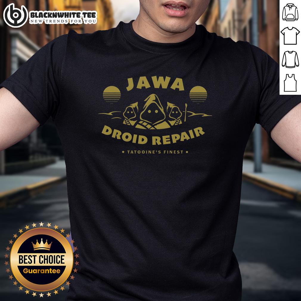Good Jawa Robot Repair Tatooine'S Finest T Shirt Alt Text: Good Jawa Robot Repair Tatooine's Finest T-Shirt featuring a playful Jawa graphic and vibrant colors for Star Wars fans.