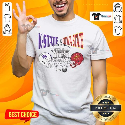 Good Kansas State vs Iowa State College Football Classic 2025 T-Shirt featuring team logos and vibrant design.