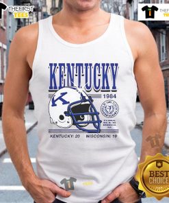 1984 Kentucky Wildcats helmet graphic on a tank top, celebrating Kentucky 20, Wisconsin 19 game victory.