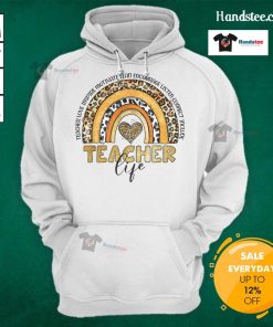 Colorful 'Good Leopard Rainbow Teacher Life' hoodie, perfect for the last day of school celebrations.