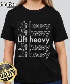 Good Lift Heavy Repeat Ladies Tee featuring a bold workout slogan, perfect for fitness enthusiasts and gym lovers.