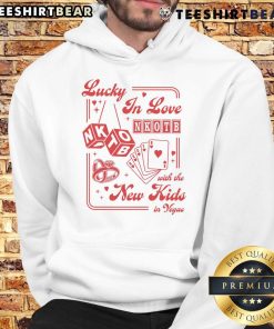 Good Lucky in Love Las Vegas hoodie worn by a group enjoying the vibrant Vegas nightlife, showcasing trendy street style.