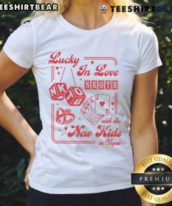 Good Lucky in Love Las Vegas Ladies Tee featuring vibrant design by The New Kids in Vegas, perfect for any occasion.