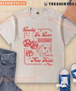 Good Lucky in Love Las Vegas washed t-shirt featuring New Kids in Vegas design, perfect for fans and souvenir collectors.