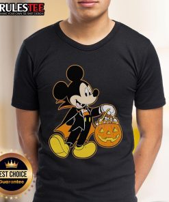 Good Mickey Mouse Halloween Dracula Pumpkin Candy Glow T-Shirt featuring a fun design perfect for spooky celebrations.