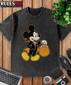 Good Mickey Mouse Halloween Dracula pumpkin candy glow washed t-shirt featuring vibrant colors and festive design.