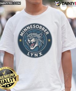 Good Minnesobber Lynx Logo Parody T-Shirt featuring a playful design inspired by Minnesota sports culture.
