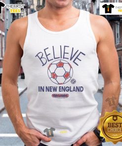 Good New England Revolution Homage tank top inspired by MLS and Ted Lasso, featuring vibrant team colors and logo.