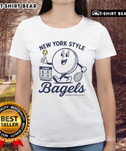Alt Text: Good New York Style US Open Bagel Ladies Tee featuring a stylish design perfect for tennis fans and bagel lovers.