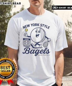 Good New York Style US Open Bagel T-Shirt featuring a vibrant design celebrating NYC's iconic bagels and tennis.