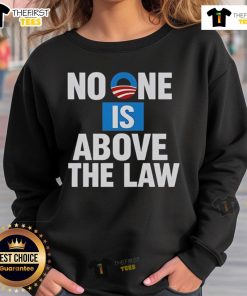Good No One Is Above The Law Sweatshirt in black, featuring bold white lettering for a stylish statement.