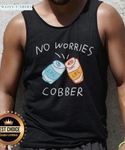 Good No Worries Cobber LKC Cans Tank Top featuring a vibrant design for casual summer wear, perfect for outdoor activities.