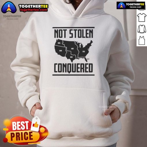 Good Not Stolen Conquered America Map Hoodie featuring a vintage-style map design for a bold statement.