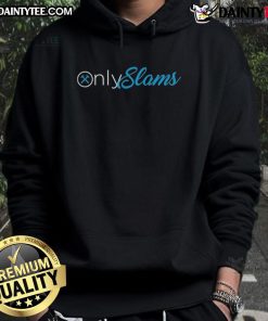 Good Only Slams OnlyFans hoodie displayed on a hanger, showcasing its stylish design and vibrant colors.
