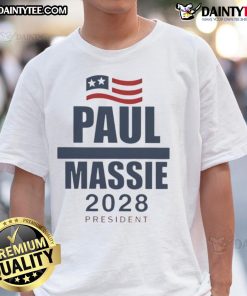 Alt Text: Good Paul Massie 2025 President T-Shirt featuring bold graphic design and campaign colors for supporters.