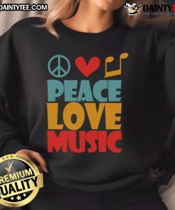 Good Peace Love Music sweatshirt featuring vibrant graphics and a cozy design, perfect for music lovers and casual wear.