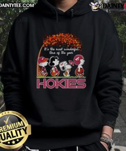Hokies hoodie with 'Good Peanuts, It's The Most Wonderful Time Of The Year' design, perfect for fall festivities.