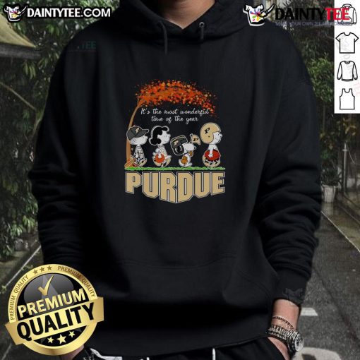 Good Peanuts Purdue hoodie featuring festive design for the holiday season, perfect for celebrating the most wonderful time of the year.