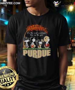 Good Peanuts It's The Most Wonderful Time Of The Year Purdue T-Shirt featuring festive design and school colors.