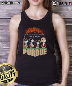 Purdue tank top featuring 'Good Peanuts, It's the Most Wonderful Time of the Year' design, perfect for festive occasions.