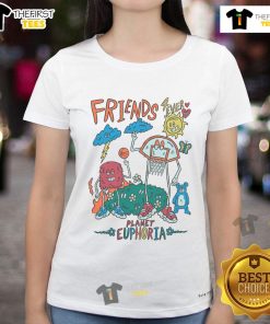 Alt Text: Good Planet Euphoria Friends Forever cartoon ladies basketball tee featuring vibrant colors and playful design.