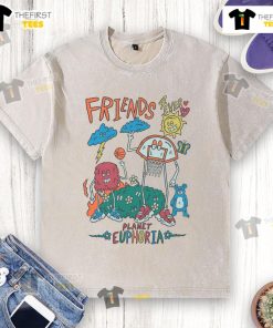 Good Planet Euphoria Friends Forever cartoon basketball design on a washed t-shirt, perfect for casual, eco-friendly style.