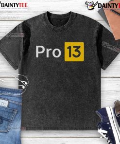 Good Pro 13 logo on a washed t-shirt, showcasing a stylish and comfortable design perfect for casual wear.